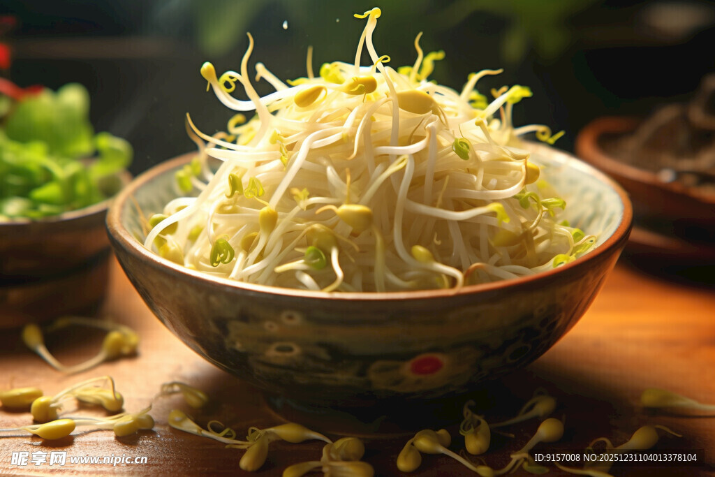 碗中鲜嫩豆芽