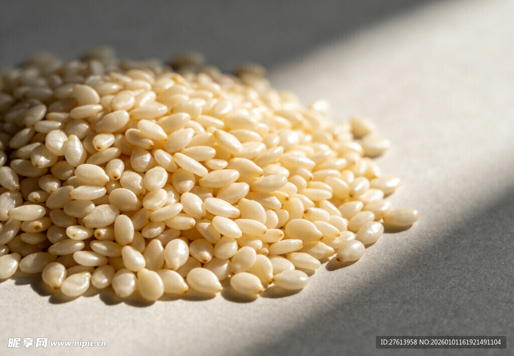 一堆白芝麻特写