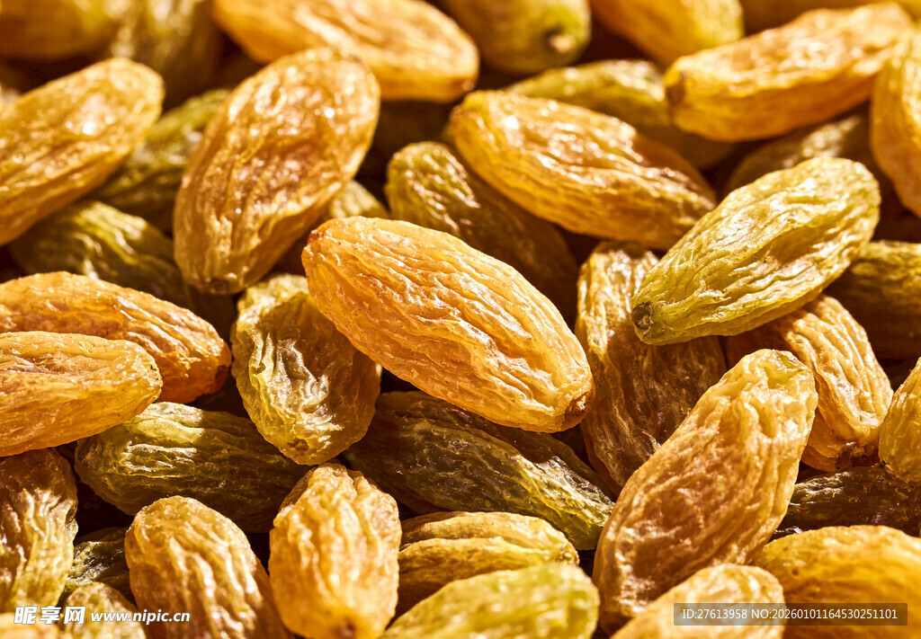 金黄葡萄干特写