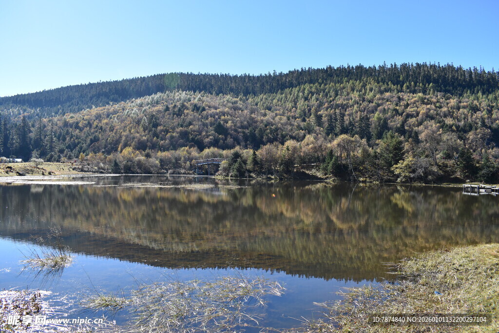 宁静湖畔山林美景