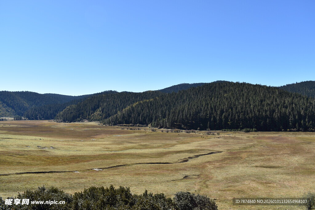 广袤原野与远山风景