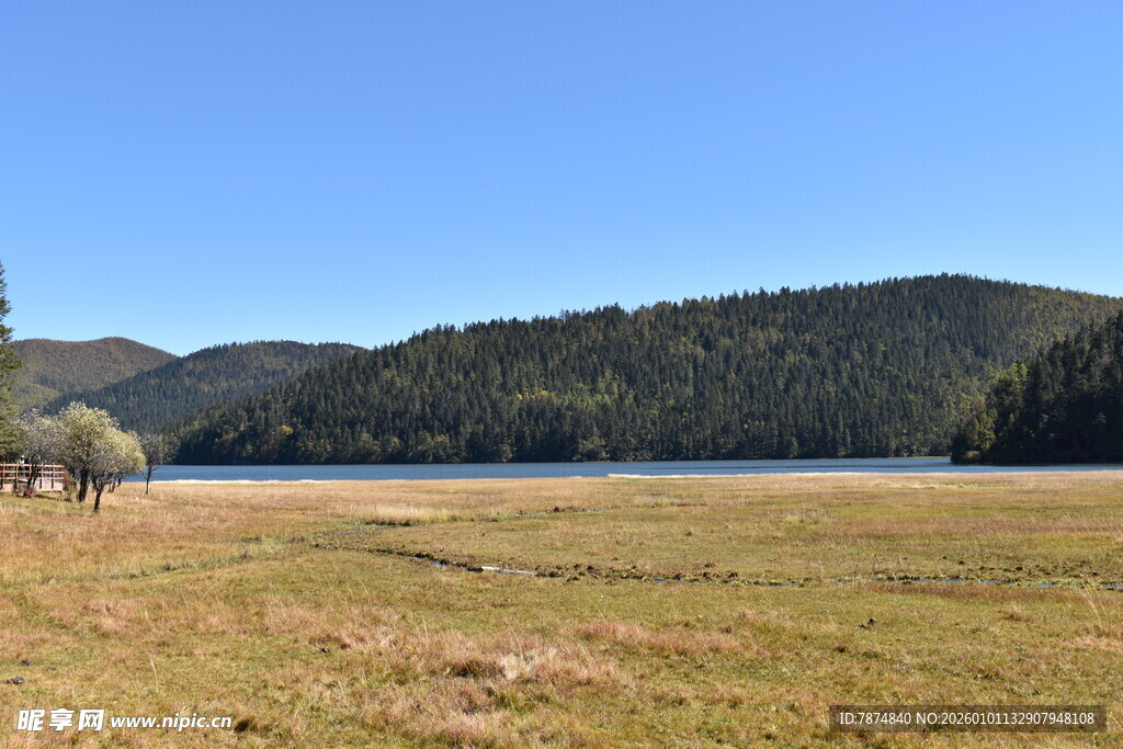 开阔原野与远山风景