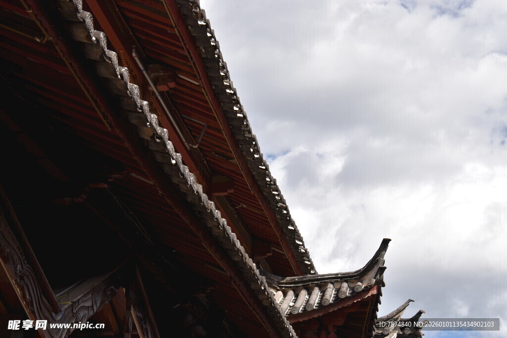 中式古建筑屋檐特写