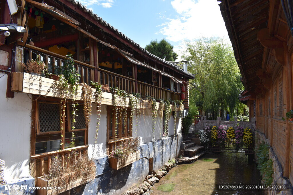 古雅水乡民居小巷景致