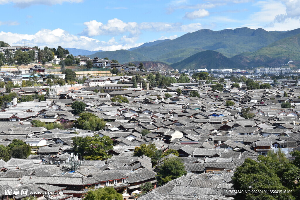 丽江古城全景俯瞰