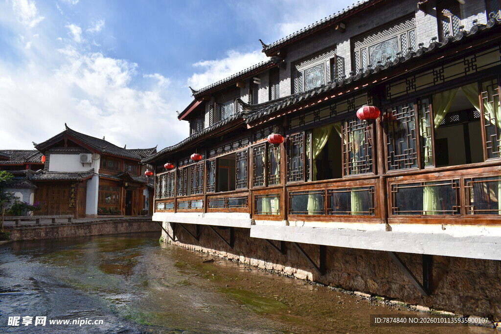 江南水乡古建临水景致