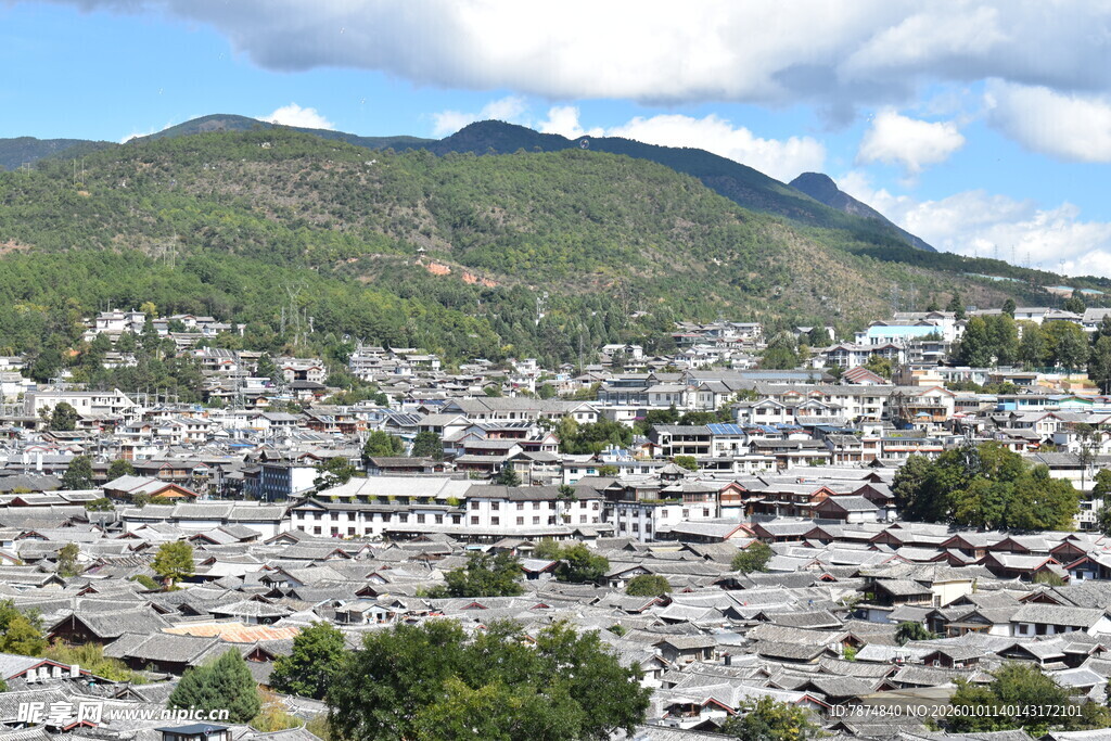 丽江古城全景俯瞰
