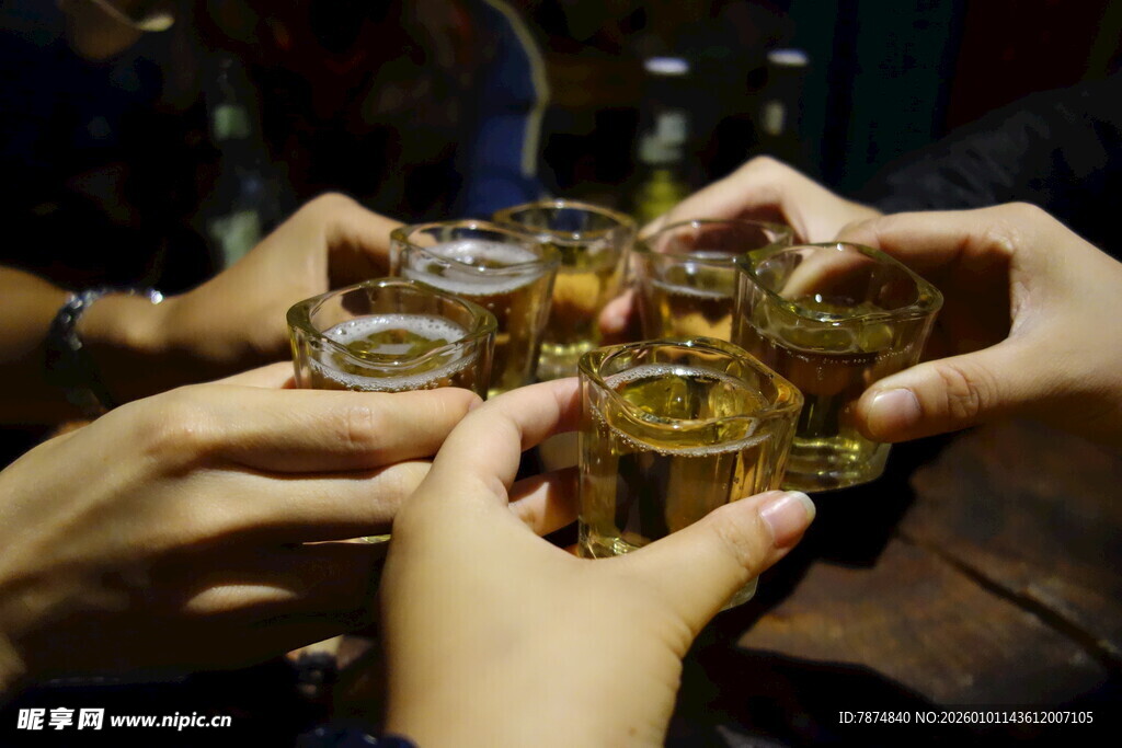 朋友相聚举杯畅饮时刻