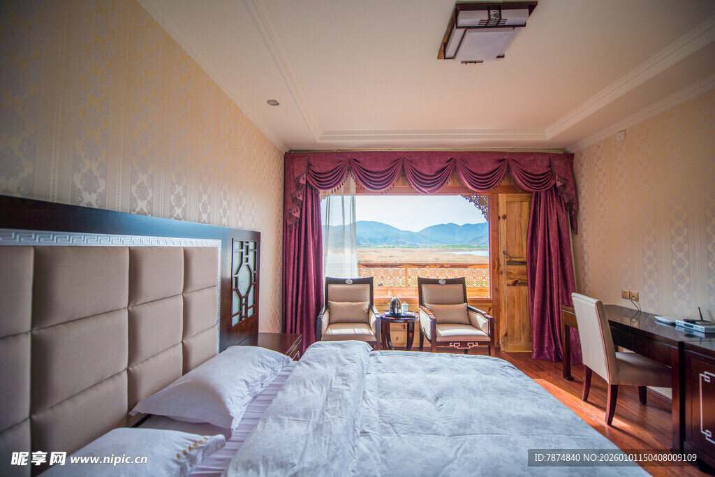 温馨舒适的酒店客房景观