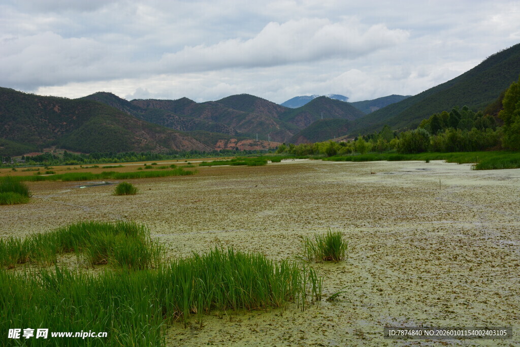 山间开阔草地与远处山峦