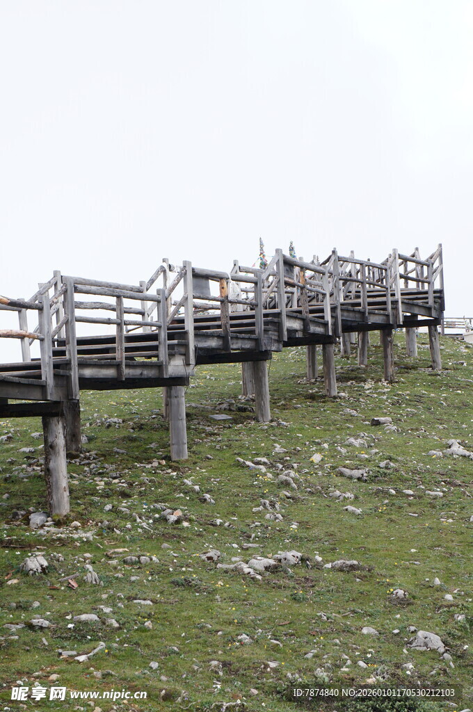 草原上的木质栈道