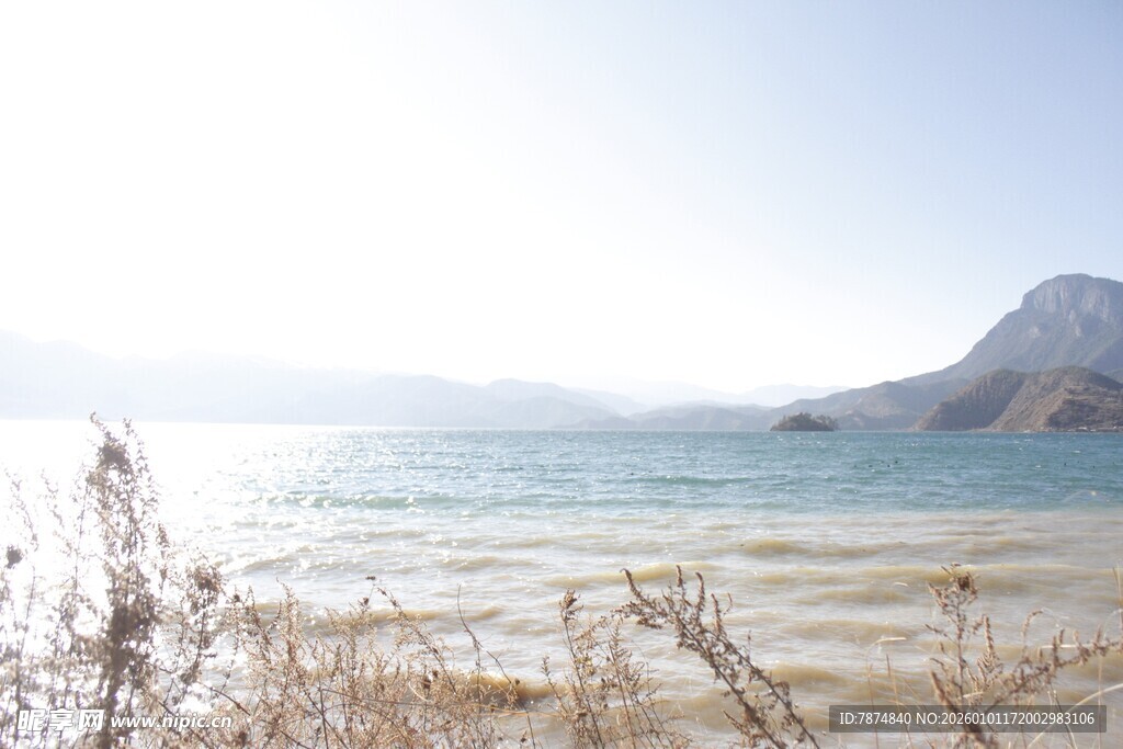 海边景致 远山与萧瑟草木