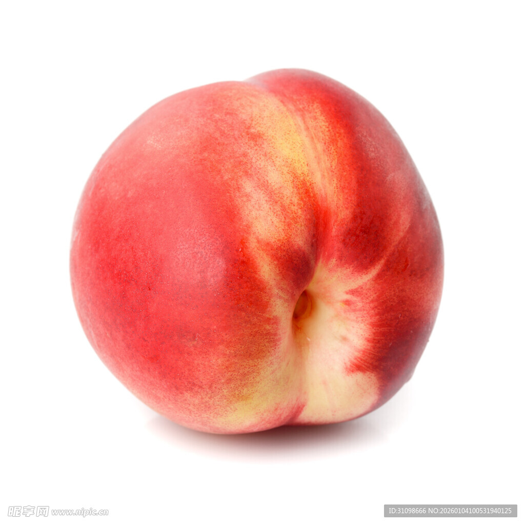 鲜红饱满的单个水蜜桃