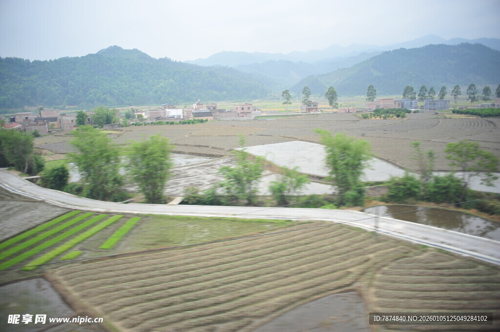 乡村田园风光俯瞰美景