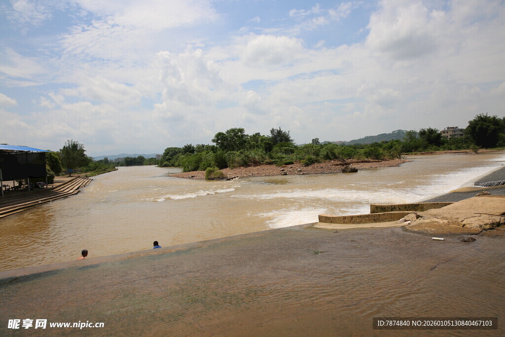 河流湍急处的户外景象