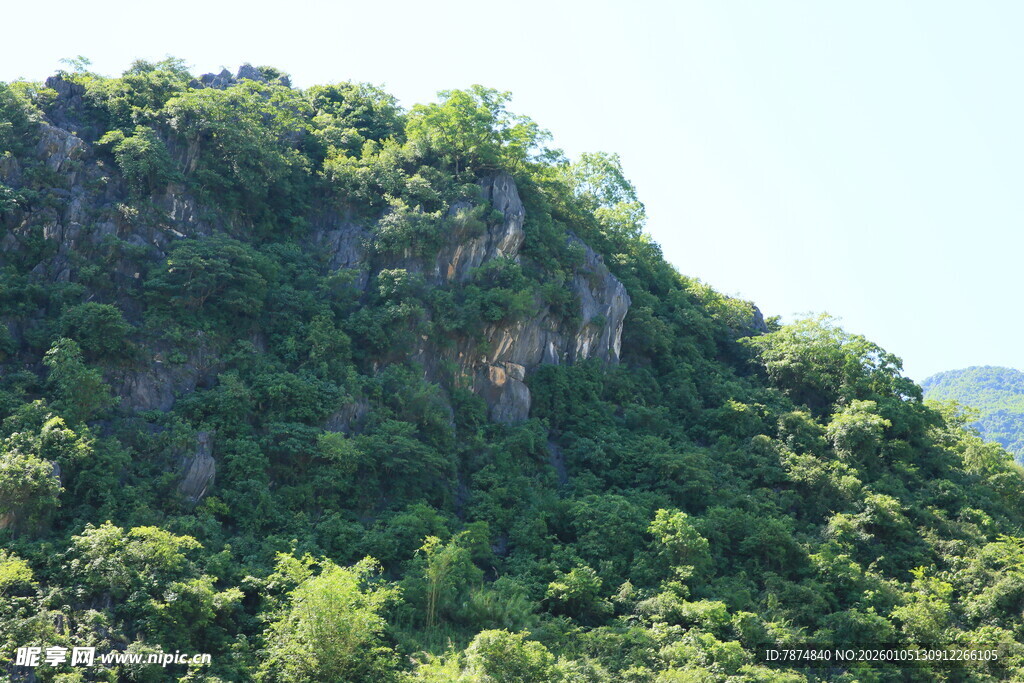 青山绿树间的秀丽山景