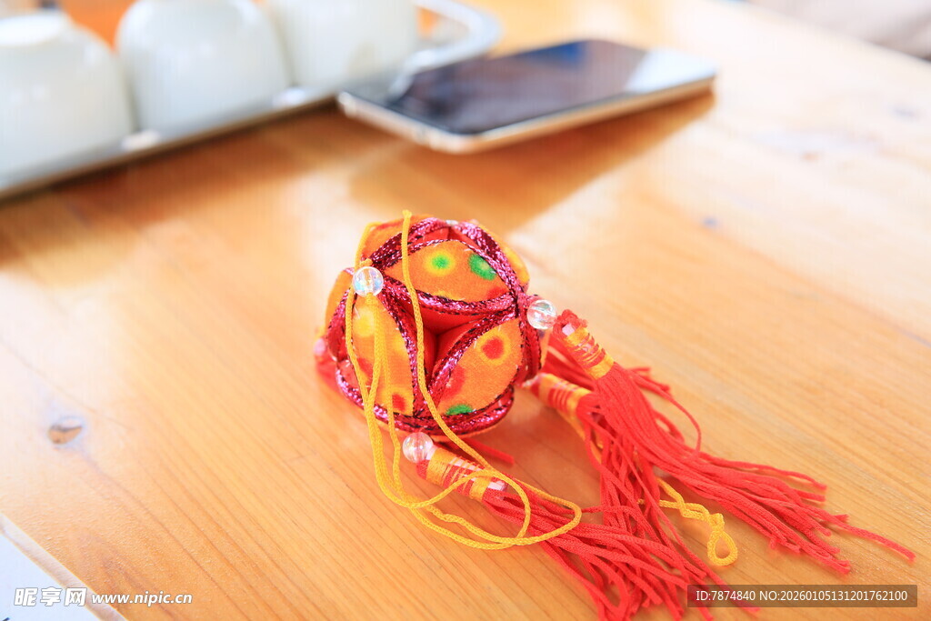 传统手工编织彩色流苏挂件