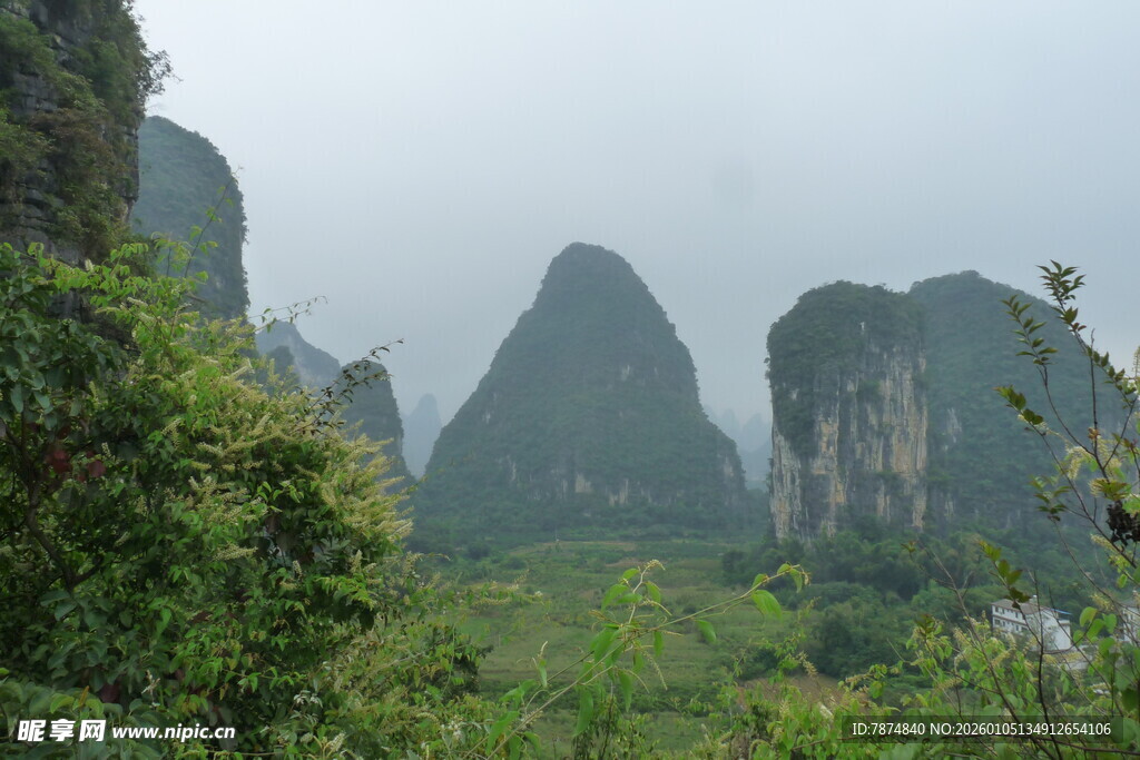 秀丽山峦与葱郁植被景观