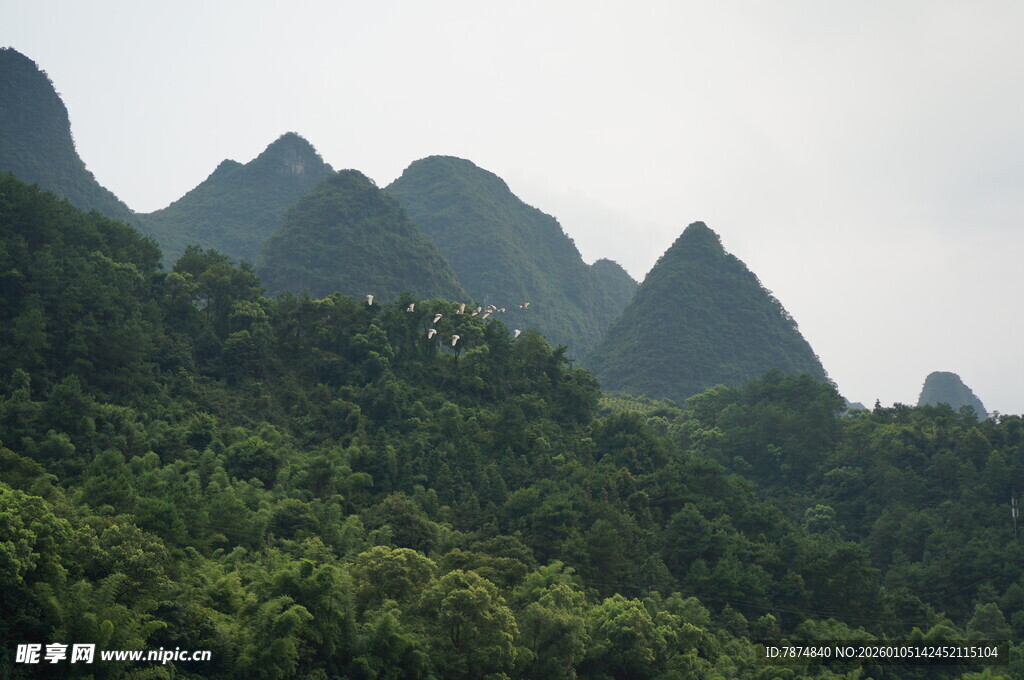青山叠翠的秀丽山间景色