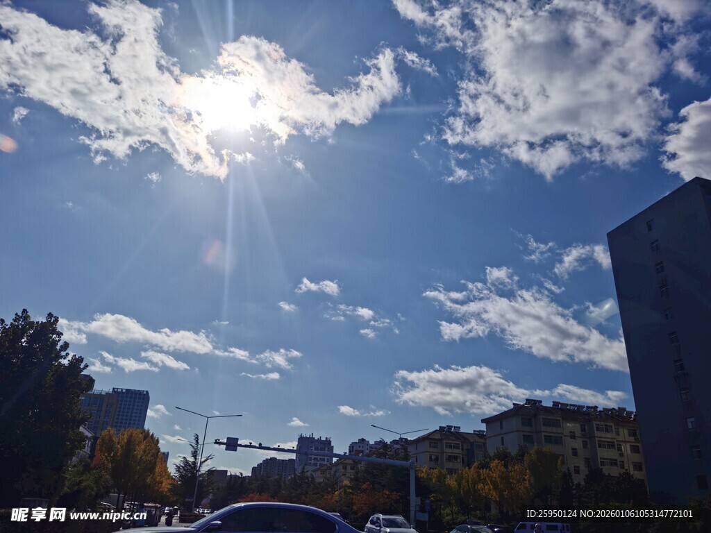 晴朗天空下的城市景象