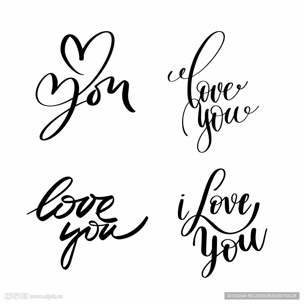 爱意表白英文手写体