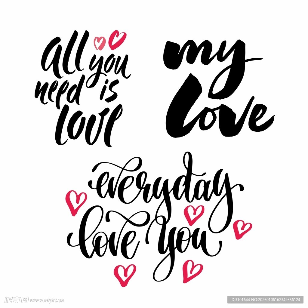 爱意表白英文手写体