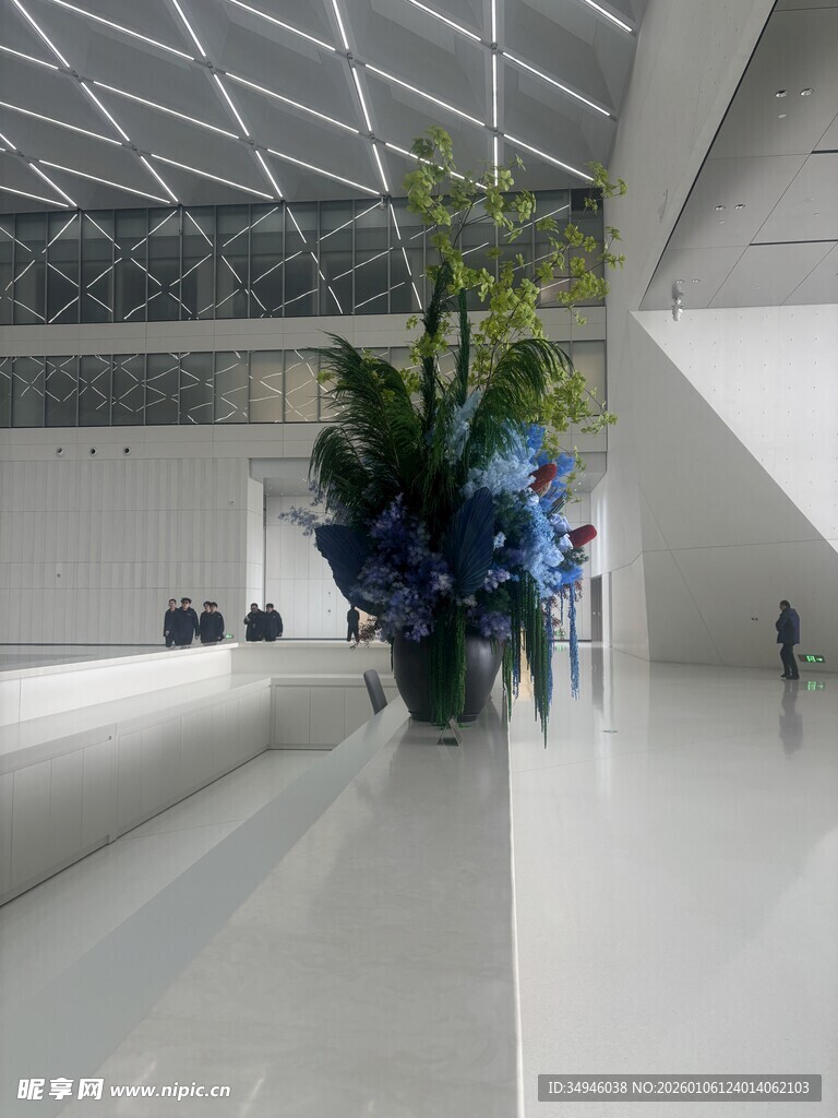 现代大厅中的绿植景观