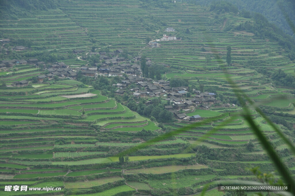 山间梯田村落美景