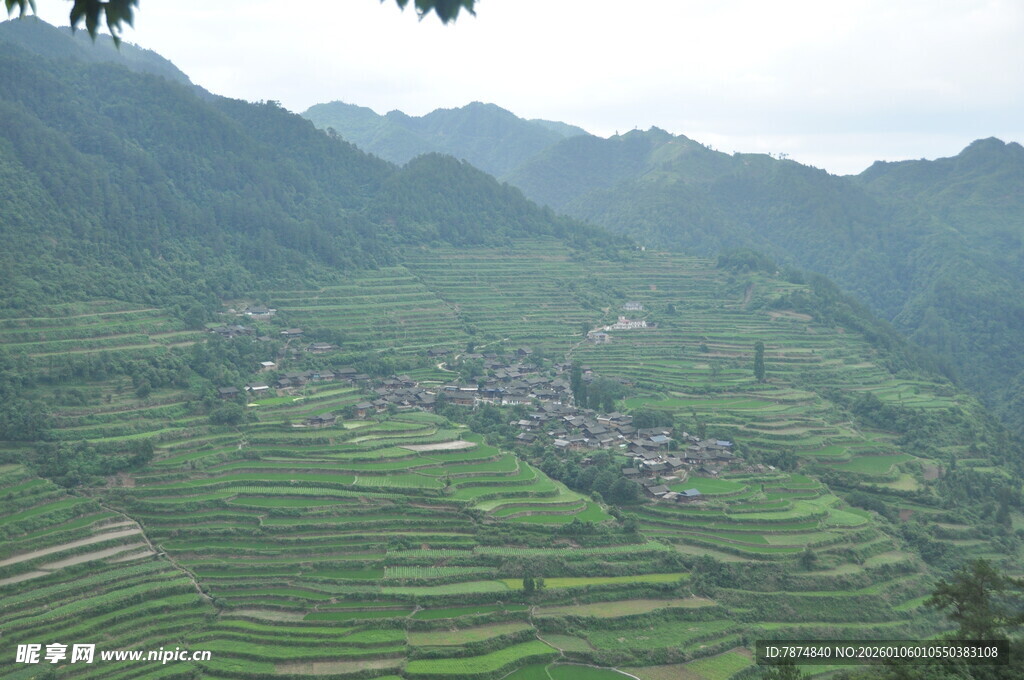 山间梯田村落美景