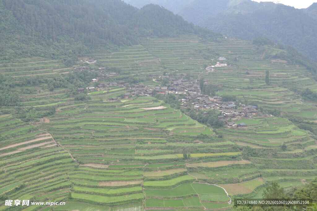 山间梯田村落美景