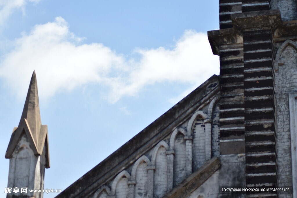 哥特式建筑尖顶局部