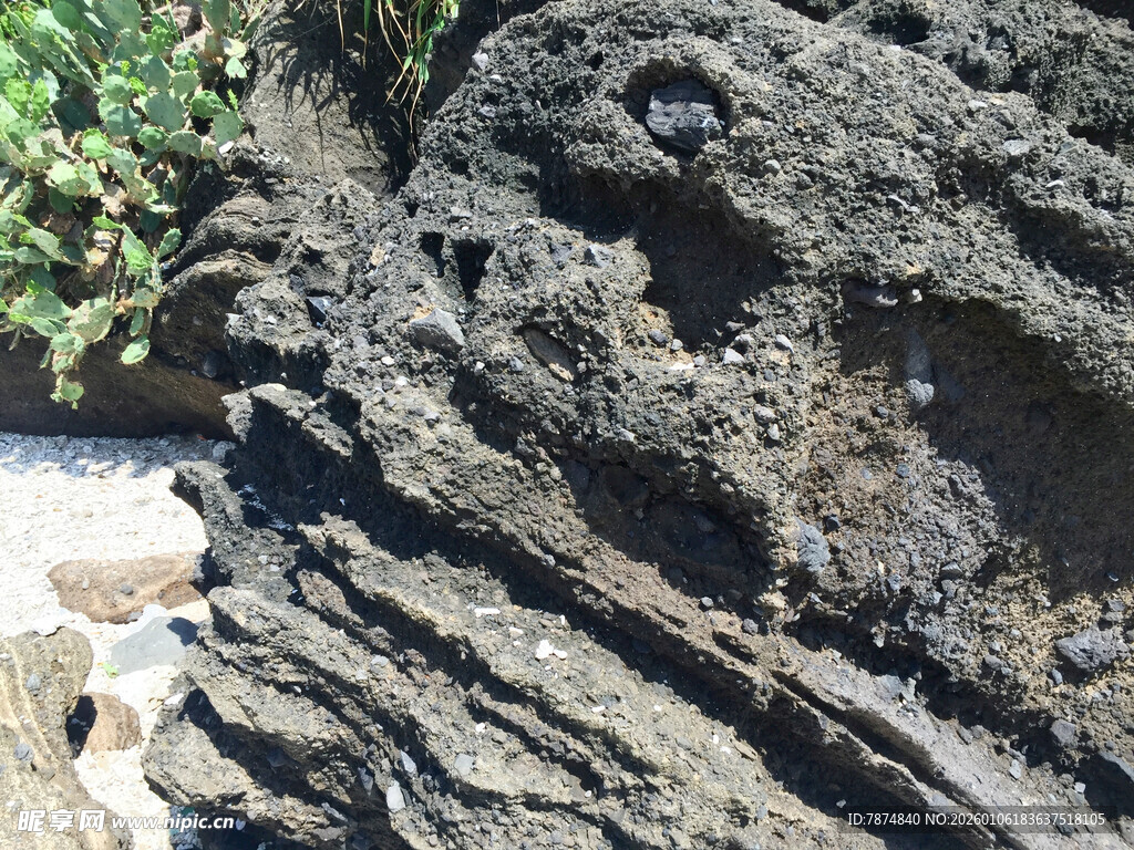 海边嶙峋岩石特写