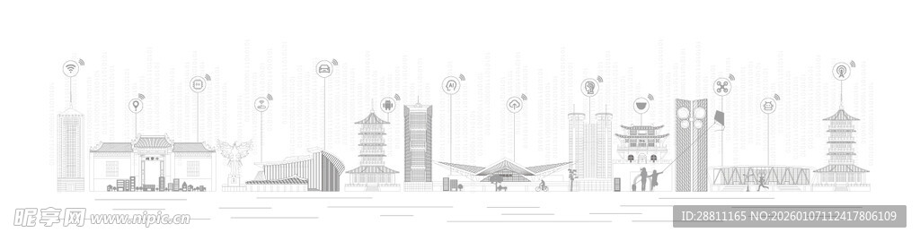 潍坊标志建筑物线稿