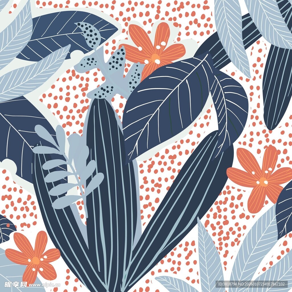 热带植物花卉图案设计