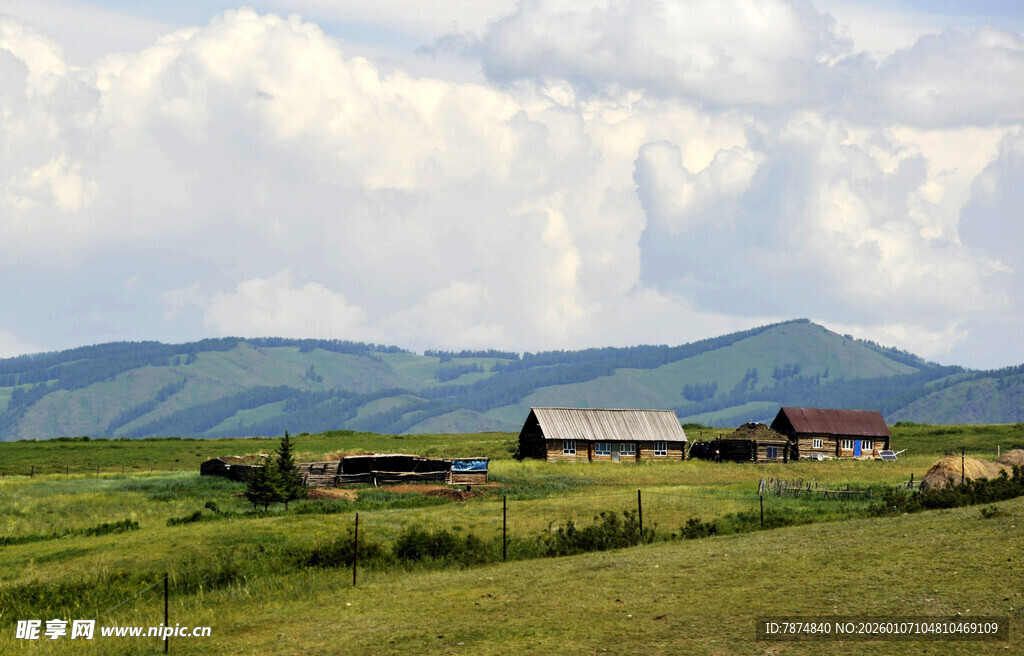 草原上的乡村风光景色