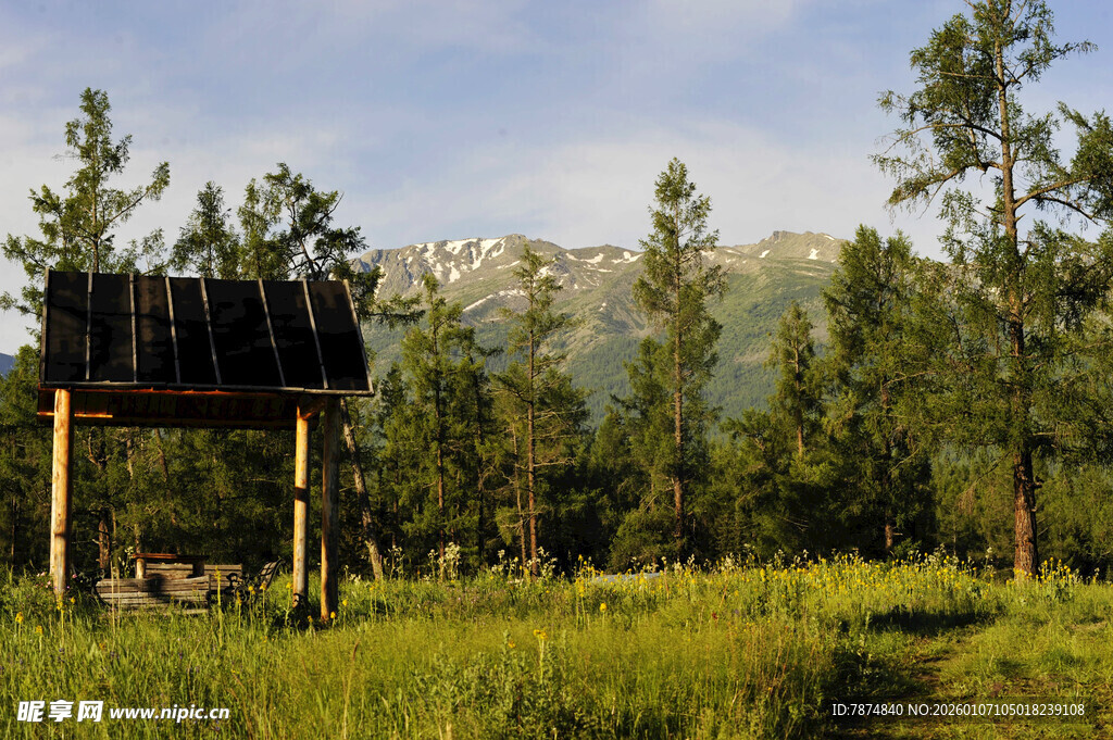 草原上的木质观景台