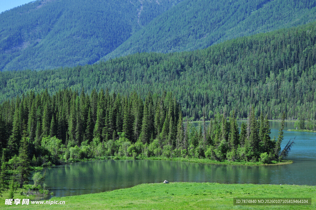 青山绿水间的森林湖泊