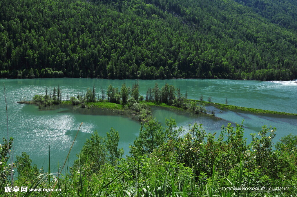 青山绿水间的秀丽河景