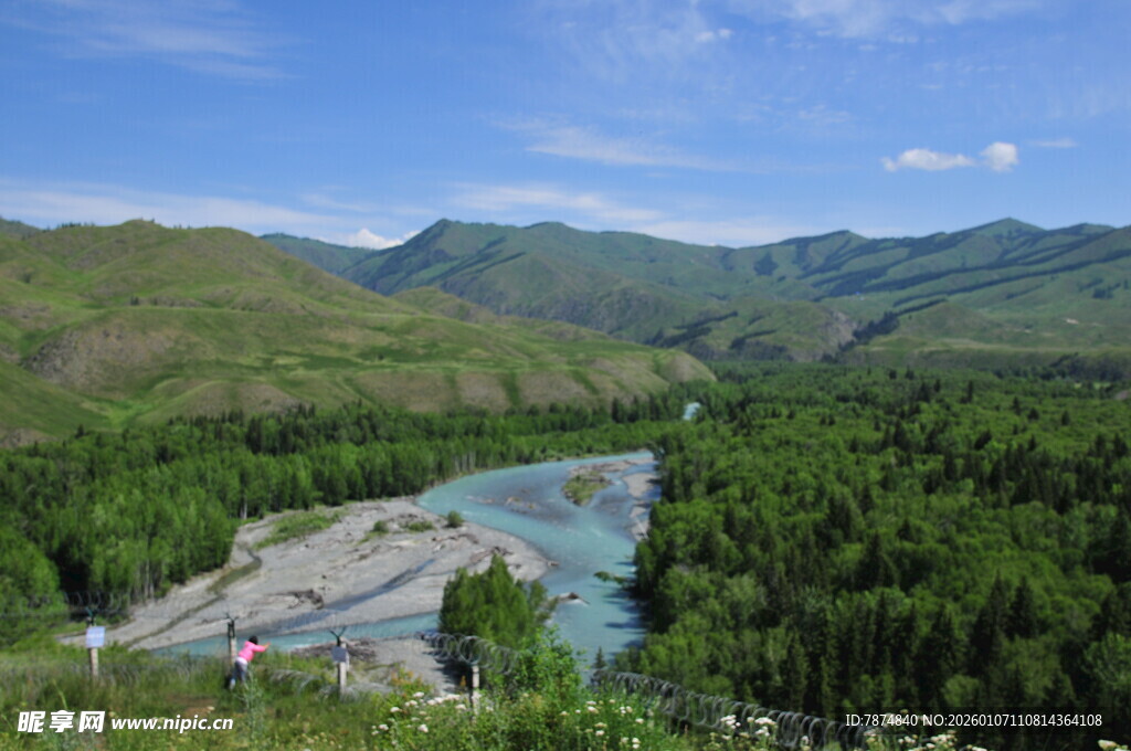 青山绿水间的蜿蜒河流