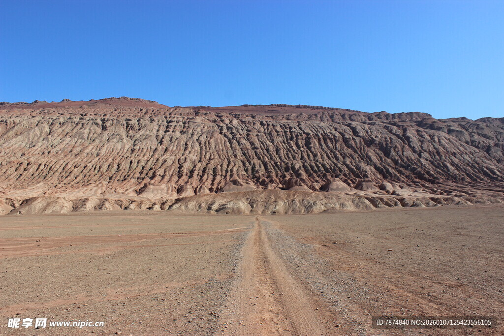 荒漠中的蜿蜒车辙路