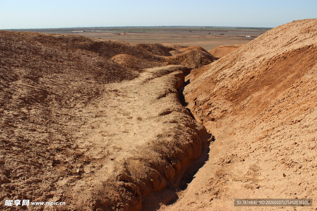 干旱土地上的狭长沟壑