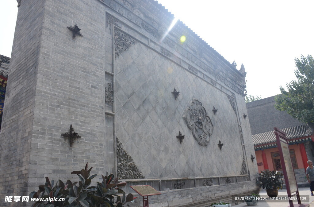 中式古老影壁建筑景观