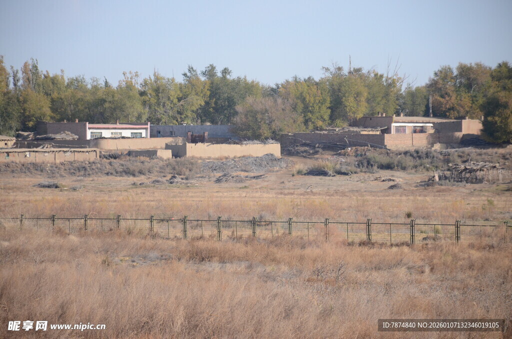 乡村旷野中的几处房屋