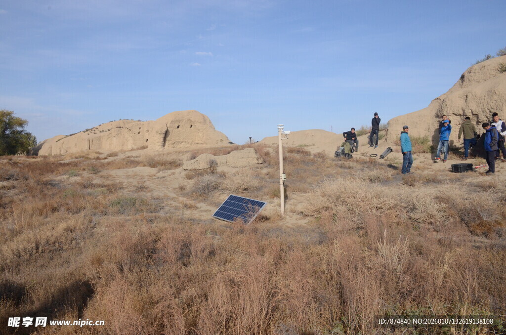 户外团队在荒野考察场景