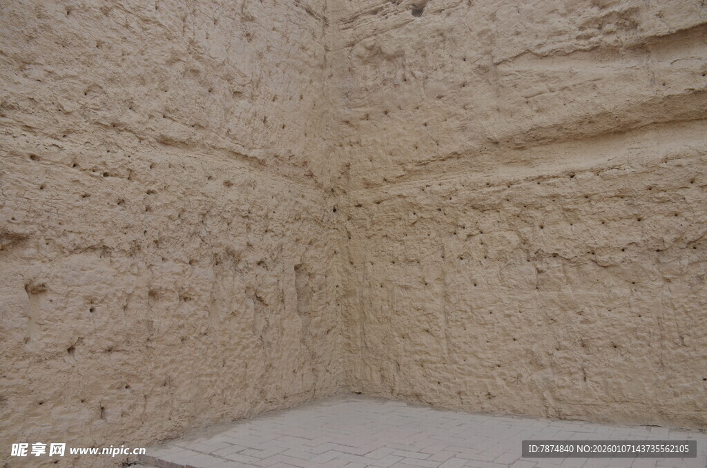 粗糙石墙室内角落场景