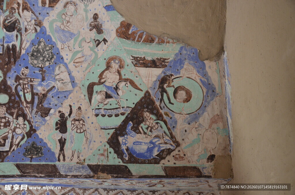 敦煌壁画局部艺术展示