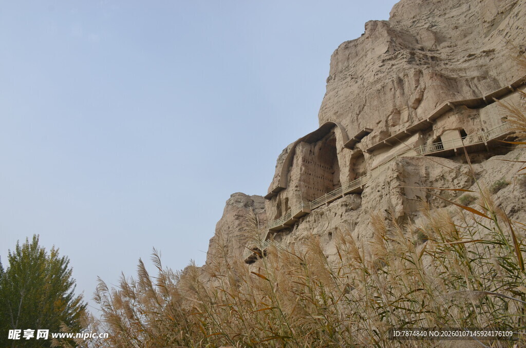 古老石壁与周边绿植景观