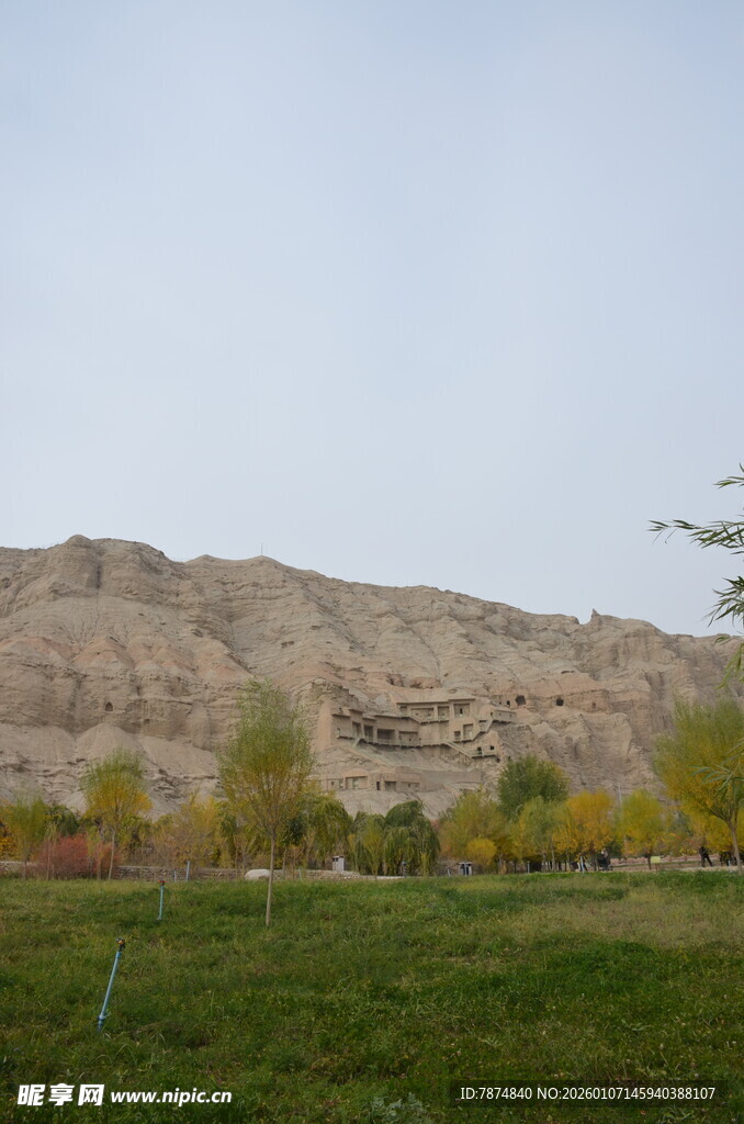 田野边的土山与多彩树木