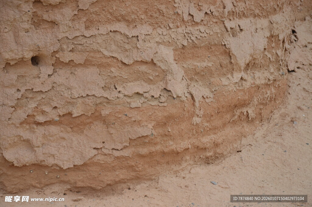 粗糙土墙面纹理特写