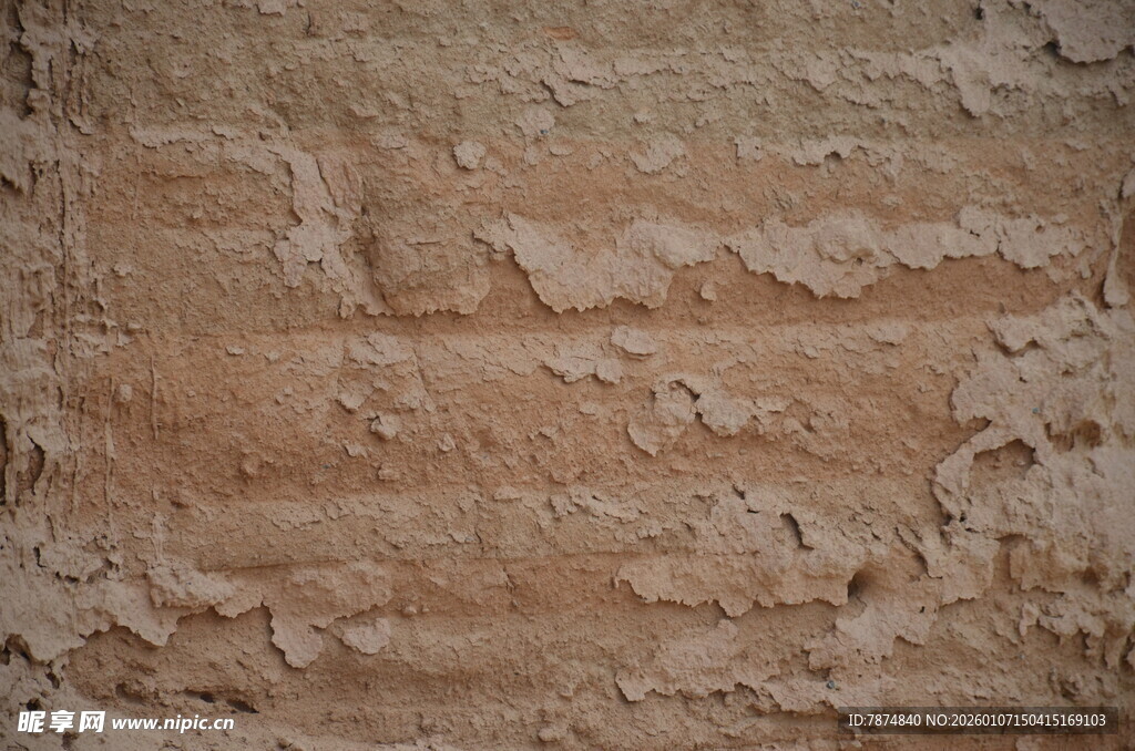 粗糙斑驳的土墙面纹理